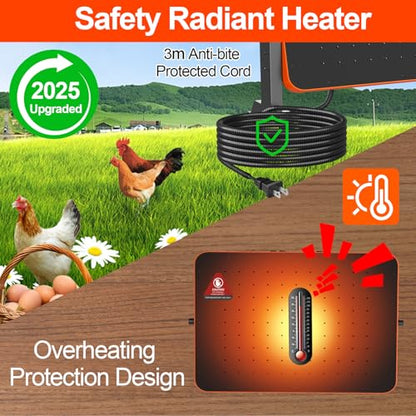 LQTTEK Chicken Brooder Heater,200 Watts Smart Chicken Coop Heater with Overheating Protection,Poultry Brooder for 24 Chicks with Timer & Temp Controllers,Large Egg Incubator with Heater,UL-Compliant