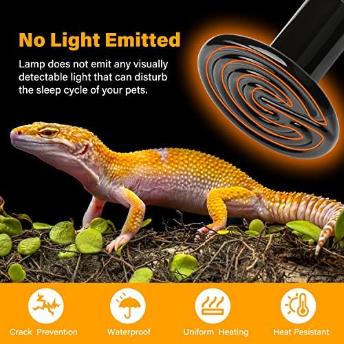 HealSmart Reptile Heat Lamp 150W 4-Pack Ceramic Heat Emitter, No Light Emitting Heat Bulbs for Amphibian Pet Brooder Coop Incubating Chicken, Lizard Bearded Dragon Turtle Snake Terrarium - size: 150 Watts, style: D-85mm (3.35") *4 Pcs