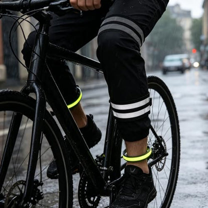 1 Set High Visibility Reflective Bands - Elastic Reflective Cycling Leg Straps - Safety Bicycle Pant Cuff Clips for Outdoor Sports Biking Runners Hikers