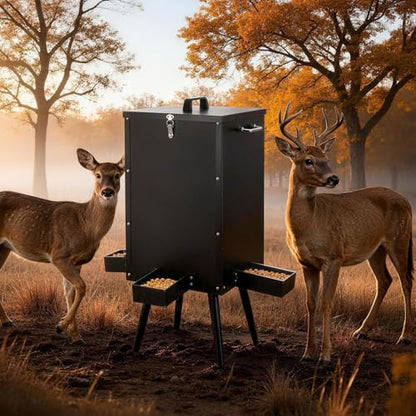 105L Gravity Deer Feeder Automatic Deer Corn Feeder with 4 Feeding Tray Wildlife Game Feeders Galvanized Steel Metal Food Dispenser for Animal Goats, Sheep