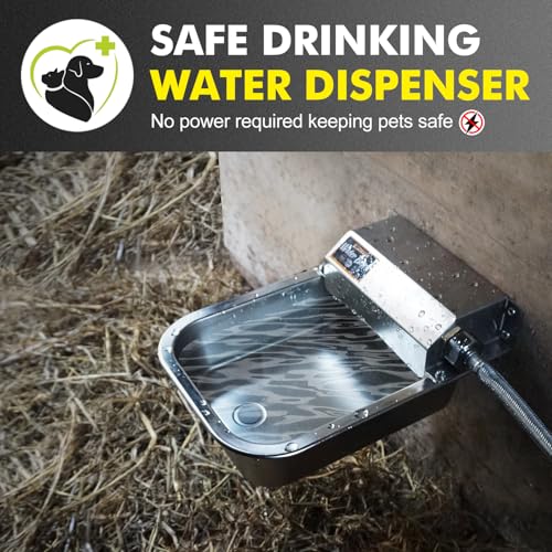 Automatic Water Dispenser for Dogs, 3L Stainless Steel Dog Water Bowl Dispenser, Automatic Water Feeder for Chicken & Livestock, Outdoor Auto-Fill Water Bowl Fit 3/4'' GHT Faucet, Easy Clean