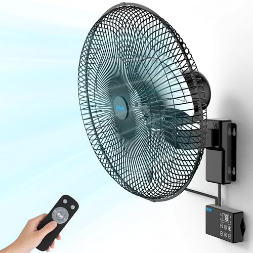 18" Wall Mounted Fan with Thermostat, Oscillating Outdoor Wall Mount Fan with Remote, 1-18H Timer, 3-Speed 4200 CFM High Velocity Industrial Wall Fan for Garage, Farm, Patio, Workshop, Barn - size: 18 inch