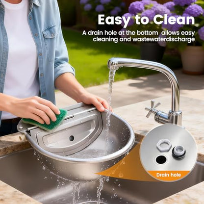 Large Automatic Dog Water Dispenser Outdoor, Auto Refill Water Bowl for Dogs Cats, Livestock Waterer 304 Stainless Steel Water Bowl for Pig Cow Goat Sheep Deer Chicken (Large)