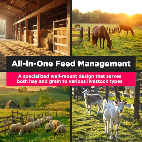 Scenic Road Wall Mount Hay and Grain Feeder for Horses, Cow, Goat, Pig, Sheep, Livestock & Cattle – Heavy Duty Steel Hay Holder, Wall Mount Rack, Hay Feeder, Easy to Install (Model SRPF)