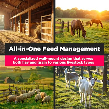 Scenic Road Wall Mount Hay and Grain Feeder for Horses, Cow, Goat, Pig, Sheep, Livestock & Cattle – Heavy Duty Steel Hay Holder, Wall Mount Rack, Hay Feeder, Easy to Install (Model SRPF)