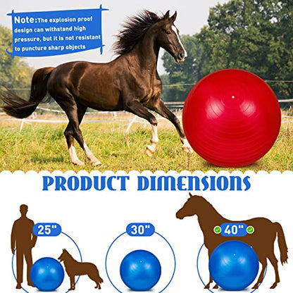 Sotiff 2 Pcs 40 Inch Horse Ball for Play Large Horse Big Equine Herding Anti Burst Dog Ball Soccer Giant, Pump Included(40 Inch,Blue and Red) - color: Blue and Red