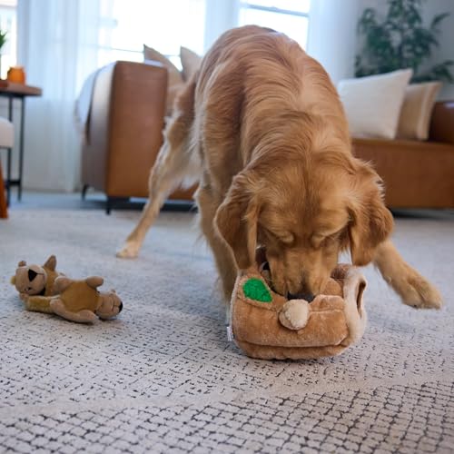 Outward Hound Hide-A-Squirrel Dog Toy – Interactive 2‑in‑1 Plush Puzzle with 3 Squeaky Removable Squirrels, Large - color: Squirrel Large