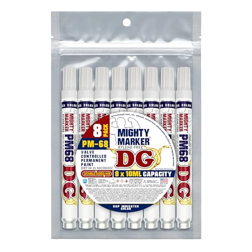 PM-68 DG Paint Markers, Heavy Duty Industrial Paint Markers, Ketone-Based, Xylene Free, Quick Dry, Degrease Resistant, Made in USA, White 8-Pack - color: White