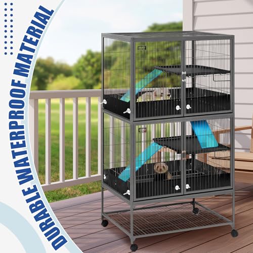 Chunful Scatter Guards Compatible with Ferret Nation & Critter Nation, 9 Pcs Pull Out Adjustable Small Animal Cages Guards, Urine & Litter Containment for Ferrets, Chinchillas, Rats(Black) - color: Black