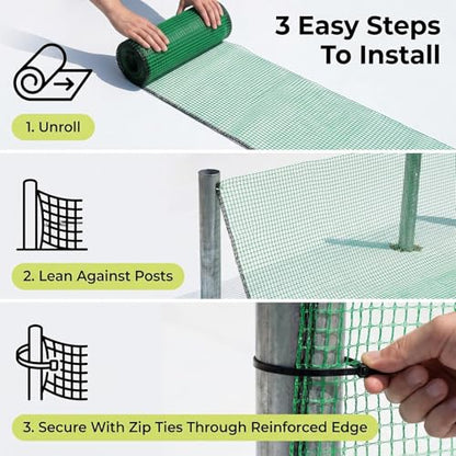 6.6x50ft Plastic Mesh Fence with Reinforced Double Black Edges, Heavy Duty Deer Fencing and Garden Netting Animal Barrier, 0.4in Square Mesh Safety Fence for Yard, Poultry and Plant Protection - size: 6.6ft x 50ft