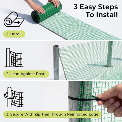 6.6x100ft Plastic Mesh Fence with Reinforced Double Black Edges, Heavy Duty Deer Fencing and Garden Netting Animal Barrier, 0.4in Square Mesh Safety Fence for Yard, Poultry and Plant Protection - size: 6.6ft x 100ft