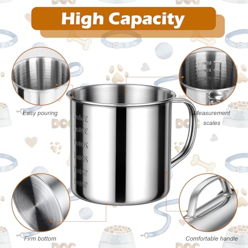 Dog Food Scoop 1.5 Cup,304 Stainless Steel Measuring Cups with Handle Pet Food Scoop Cup Measuring Scoop for Dogs, Cats, Birds & Rabbits – Ideal for Dry Food & Treats (1.5 Cup) - size: 1.5 cup
