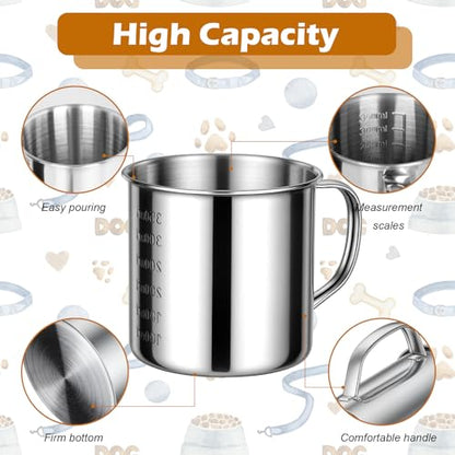 Dog Food Scoop 1.5 Cup,304 Stainless Steel Measuring Cups with Handle Pet Food Scoop Cup Measuring Scoop for Dogs, Cats, Birds & Rabbits – Ideal for Dry Food & Treats (1.5 Cup) - size: 1.5 cup
