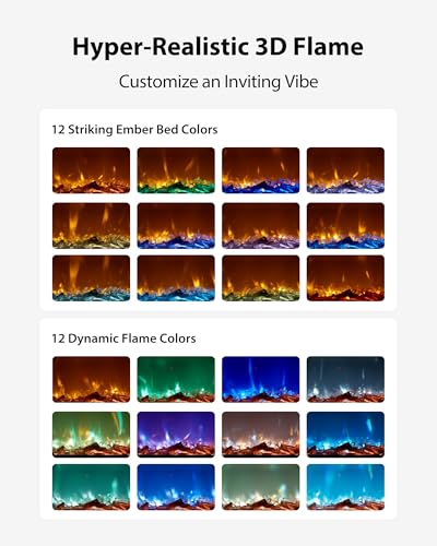 EUHOMY 72 Inch Electric Fireplace Wall Recessed and Wall Mounted with Adjustable Flame Color, Fireplace Heater with Remote Control, Linear Fireplace with Timer, Touch Screen, Log & Crystal, 750/1500W - size: 72 Inch