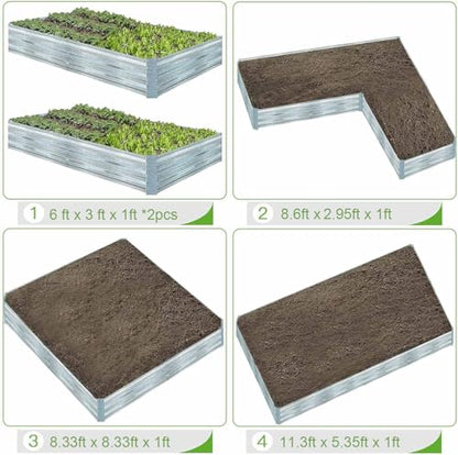 Galvanized Raised Garden Beds 2-Pack (6x3x1ft Each) – Popular Heavy-Duty Metal Planter Box with 4 Support Bars for Vegetables, Herbs, Flowers, Space-Saving Size for Small Yards & Patios - size: 6x3x1ft (2 pcs)