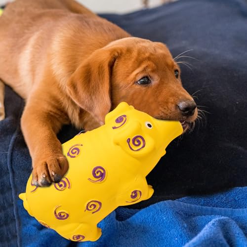 Indestructible Dog Toy, Pig Dog Toys with a Oinks Sound Squeaker, Interactive Rubber Pig Dog Chew Toy, Tough Dogs Toys with Natural Latex, Puppy Chew Toys for Teething, Dog Toys for Aggressive Chewers