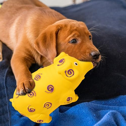 Indestructible Dog Toy, Pig Dog Toys with a Oinks Sound Squeaker, Interactive Rubber Pig Dog Chew Toy, Tough Dogs Toys with Natural Latex, Puppy Chew Toys for Teething, Dog Toys for Aggressive Chewers