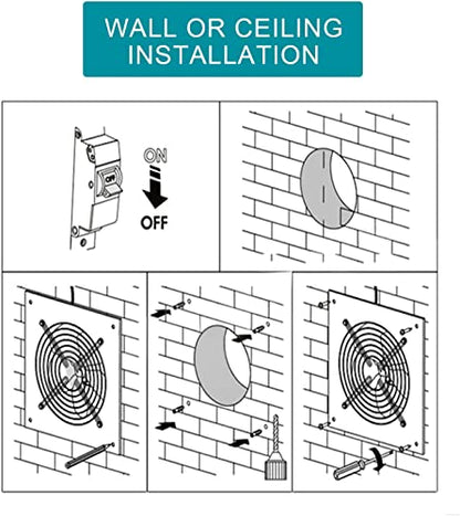 Nalle 8 inch Exhaust Fan Through Wall Extractor Exhaust Ventilation Fan 110V Exhaust Smoke Fan Ventilation for Kitchen, Bathroom,laundry room,Toilets, Garage, Shopping Mall and Office (500 CFM/White) - size: 8 Inch / 500 CFM / White