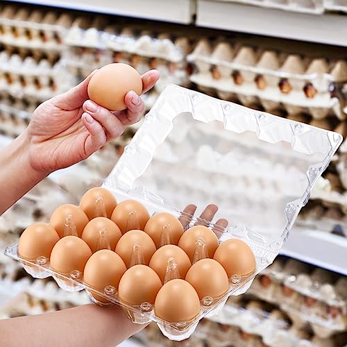 Zubebe 200 Clear Plastic Egg Trays - Bulk Empty Chicken Egg Tray Holds Securely - Clear Blank Egg Cartons for Farm, Market, Home Refrigerator Storage (3 x 5 Grids) - size: 3 x 5 Grids