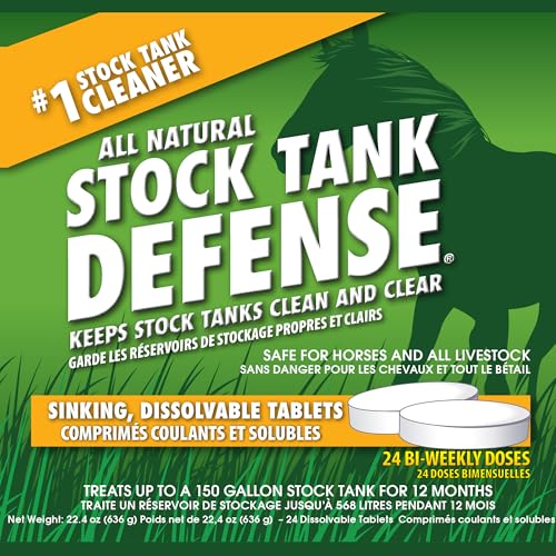 Airmax Stock Tank Defense, Livestock Water Trough Cleaner, Clean Drinking Tanks for Horse, Cattle, Goat & Chicken, Safe & Easy-to-Use Cleaning Tablet Treatment for Farming & Agricultural Use, 24 Tabs - size: 24 Tablets