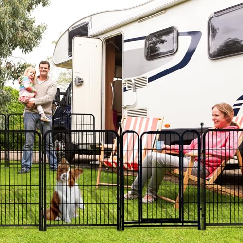 Getlay Garden Fencing 40 inch High, 8 Panels Total 17.7 Ft(L), Gate 17.7 Inches Wide with Low Sills, Dog Fence Outdoor for Yard. Rabbit Fence for Garden, Large Dog Pen, Border Fencing for Flower Beds - size: 40''(H)-8panels-17.7ft(L)