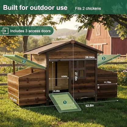 Chicken Coop, Large Wooden Chicken House with 2 Nesting Boxes, Outdoor Hen House Chicken Hutch, Poultry Pet Cage for Lawn Backyard