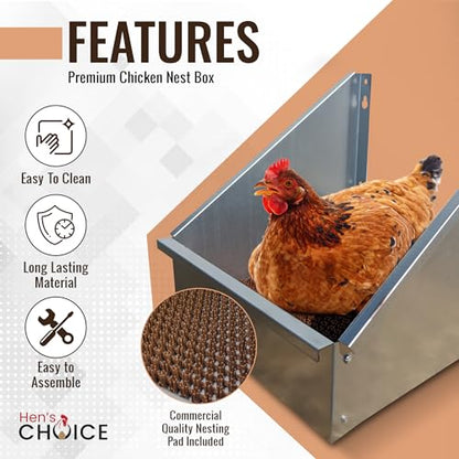 Hen's Choice™ Premium Single Chicken Nest Box with Nesting Pad (1 Pack)