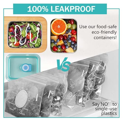 6pcs 304 Stainless Steel Food Containers with Lids, Stacking Snack Containers for Office and Home - color: silver