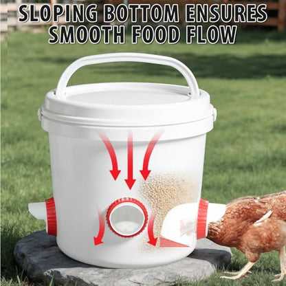 8PACK No Waste Chicken Feeder Ports - DIY Chicken Feeder Kit with Hole Saw - Chicken Feeder Cups for Bucket,Barrels,Bins,Troughs - size: 8 port with holesaw