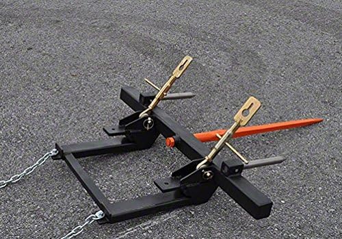 Bucket Hay Bale Spear Attachment w/ 43" Prong & Stabilizer Spikes. Rated 3000 Lb - Sr.2 - size: 1 x 43"