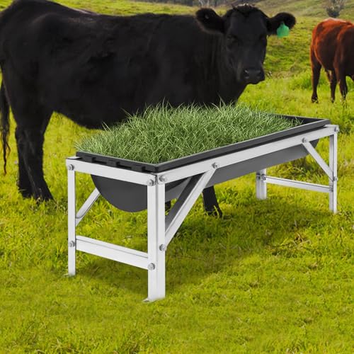 Livestock Feeding Trough, 9.25Gallon Capacity, 39" Livestock Water Trough, Heavy Duty Hay Feeder for Goats, Sheep, Horses, Cattle, Farm Animal Feeding (Black) - color: Black