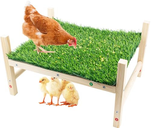 FlidRunest Extra-Large Wooden Chicken Toys, Natural Chicken Foraging Bed Toy for Coop, Multifunctional Training Perch Stand and for Poultry Chick, Hens, Rats