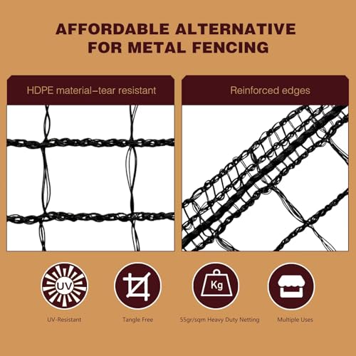 Plastic Mesh Fence Deer Fencing 4x75ft,Reinforced Edges,55gsm Heavy Duty Temporary Fence,Ideal for Garden Netting,Animal Barrier,Safety Netting, Fruit Plant Protection, Black - size: 4ft*75ft