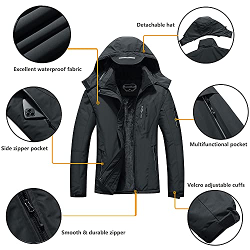 SUOKENI Women's Waterproof Warm Winter Snow Coat Hooded Raincoat Ski Snowboarding Jacket - color: Darkgrey, size: Small