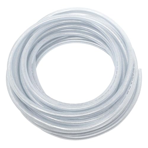 Gloxco Clear Braided PVC Tubing, Food Grade, Heavy Duty Reinforced Hose, 1/4" ID, 50 Ft Length - size: 1/4" x 50 Ft
