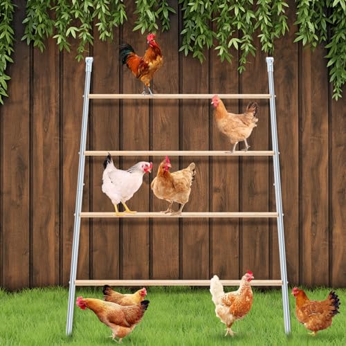 Wenqik Large Chicken Perch Chicken Roosting Bars for Coop Easy Installation Ladder for Backyard Poultry Galvanized Wood Entertaining Roost Toys for Hen Coop Accessories(55'' L x 41'' W)