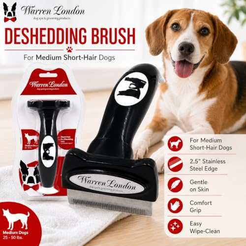 Warren London Deshedding Brush for Medium Short Hair Dogs, 2.5 Inch - size: Short Hair | Medium