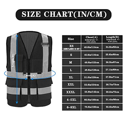 A-SAFETY XSmall Black safety vest xs (Black Mesh XS) - color: Black Mesh, size: X-Small