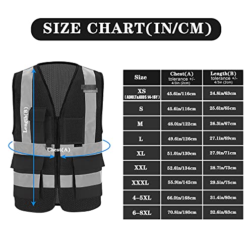 Black light safety vest vest - color: Black Mesh, size: 3X-Large