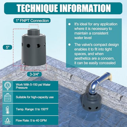 Float Valve for Water Tank Designed for Water Level Control, Auto Filling & Shut Off, Durable Nylon Resin Water Troughs Float Valve for Livestock Tank, Swimming Pool, Fish Pond etc Grey 1pc - style: Gray 1pc