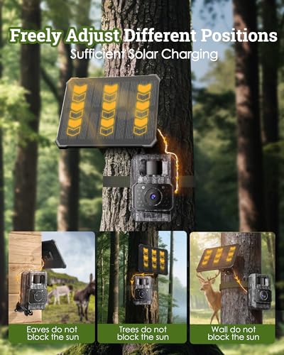 MAXDONE Solar Trail Camera WiFi Bluetooth 2 Pack - 4K 64MP Game Camera with Night Vision Motion Activated, Deer Camera with Built-in Battery Rechargeable Power, Trail Cam Wildlife Cameras IP66 - color: Dark Gray