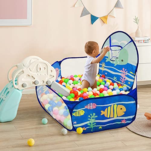 Kids Ball Pit, Pop Up 3+Children Play Tent, Toddler Ball Pool Baby Crawl Playpen with Basketball Hoop, Portable Toys for Girls Boys, 4 ft / 120 cm, Balls Not Included, Ocean - style: Ocean
