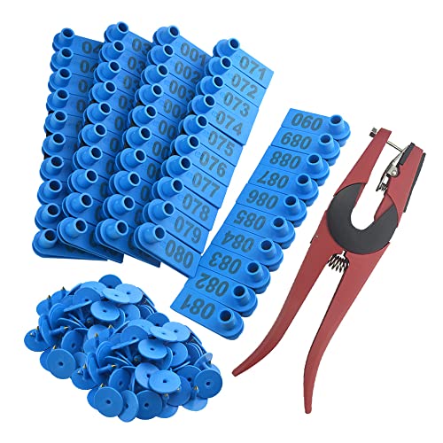 WMYCONGCONG Goat Sheep Pig Ear Tag Plastic Livestock Ear Tags, 1-100 Number, Blue - color: Blue