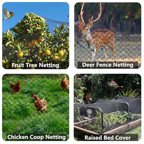 20x20ft Bird Netting for Chicken Coop, 1/2" Mesh Chicken Coop Netting Cover | Poultry Netting Roof for Chicken Run, Hawk Proof, Bird Netting for Garden, Fruit Trees, Plants, Vegetables, Garden Protection - size: 20'x20'-1/2''