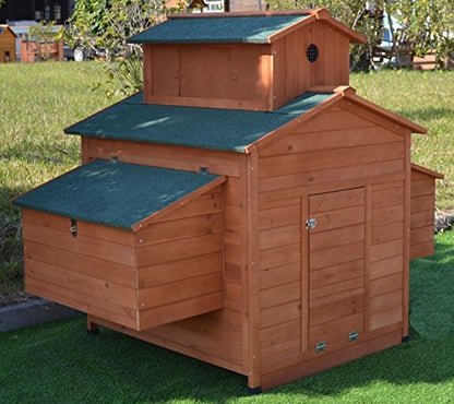 Deluxe Large Wood Chicken Coop Backyard Hen House 6-10 Chickens with 6 Nesting Box