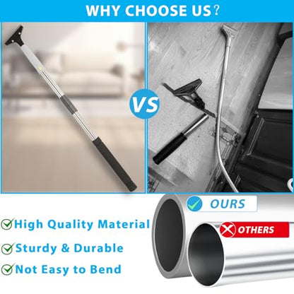 Floor Scraper, 31" to 61" Scraper Tool Long Handle with 4-inch Razor Blade Stainless Steel Material Adjustable Cleaning Glass Wall Gum Paint Tile Glue Linoleum Carpet Sturdy Durable