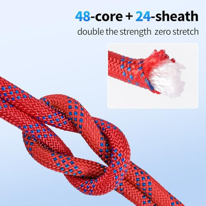 150Ft 1/2 Inch Heavy Duty Climbing Rope - for Tree Swing, Pulling, Outdoor & Gym Use (Red) - size: 150ft-Red