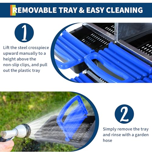 Chicken Nesting Boxes, Roll Away Nesting Box 8 Hole Metal Chicken Egg for Chicken Coop, Swing Perch and Rollout Egg Collection, Blue - color: Blue, size: 8 holes