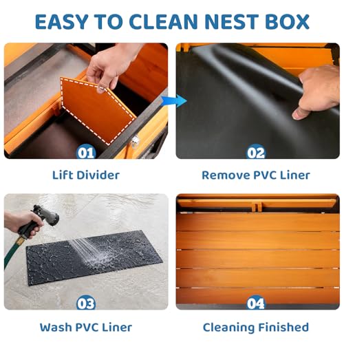 Chicken Coop with Wheels for 4-6 Chickens, Mobile Hen House with Run, Outdoor Chicken Coop, Ventilated Window, Easy-Clean Nesting Box, Weatherproof Asphalt Roof, 82.7” L x 25.6” W x 44.1” H, Brown - color: Brown