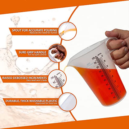 32oz (1 Quart) Measure Pitcher with Convenient Conversion Chart – Extra Strong Food Grade – Great for Cooking, Home Hobbies, Shop Oil and Fluids, Spa Chemicals with High Chemical Resistance by Turnah - size: 32oz
